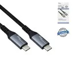 USB 3.2 HQ-kabel type C-C-stik, sort, 2,00 m, understøtter 100 W (20 V/5 A) opladning, 20 GBit/s, DINIC Box